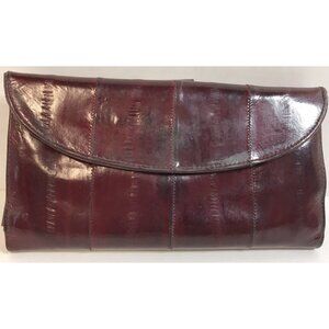 Vintage Oxblood Colored Genuine Eel Skin Wallet / Checkbook Hard To Find